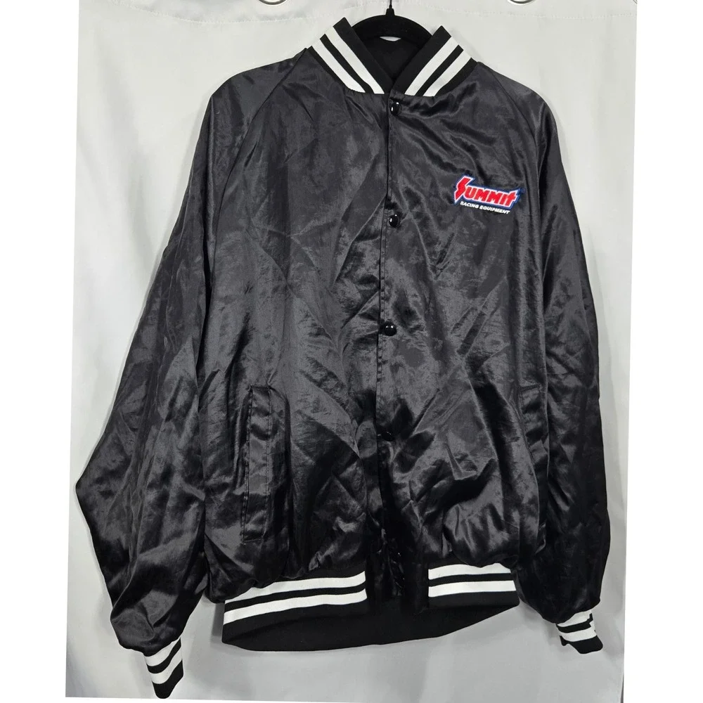 Vintage Summit Racing Westark Satin Bomber Jacket XL Made in USA Nice but Flawed